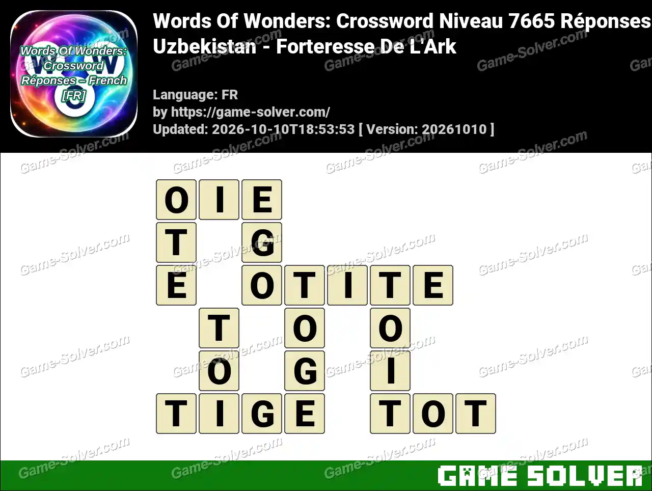 Words Of Wonders: Crossword Niveau 7665 Réponses – Uzbekistan – Forteresse De L’Ark